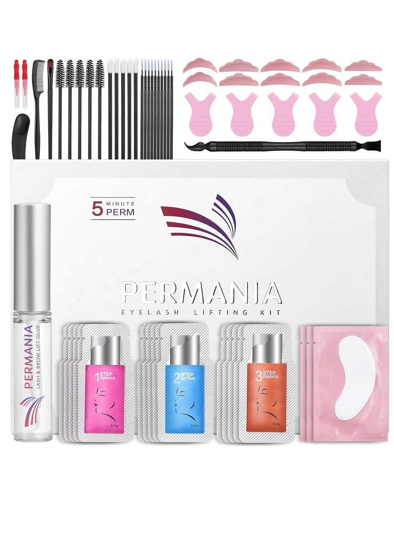 Lash Lift Kit, PERMANIA Eyelash Perm Kit, Professional Eyelash Curling Lash Extension Set, Brow Lamination Kit, All in One Suitable for Salon and Home Use, Long Lasting 6 Weeks