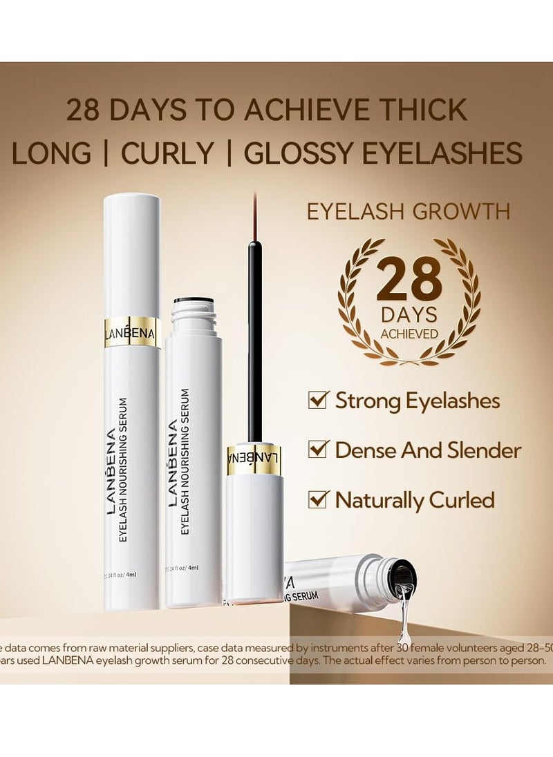 LANBENA Lash Serum, Rapid Eyelash Growth Serum, Lash Serum for Eyelash Growth Thickness, Stronger, Healthier Lashes & Brows, 4ml