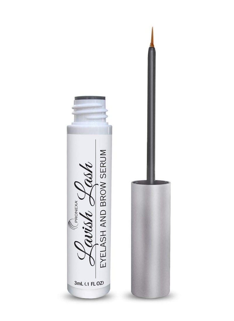 Hairgenics Lavish Lash (3ml, 3 Month Supply) – Eyelash Growth Enhancer & Brow Serum with Natural Peptides for Long, Thick Lashes and Eyebrows! Dermatologist Certified & Hypoallergenic.