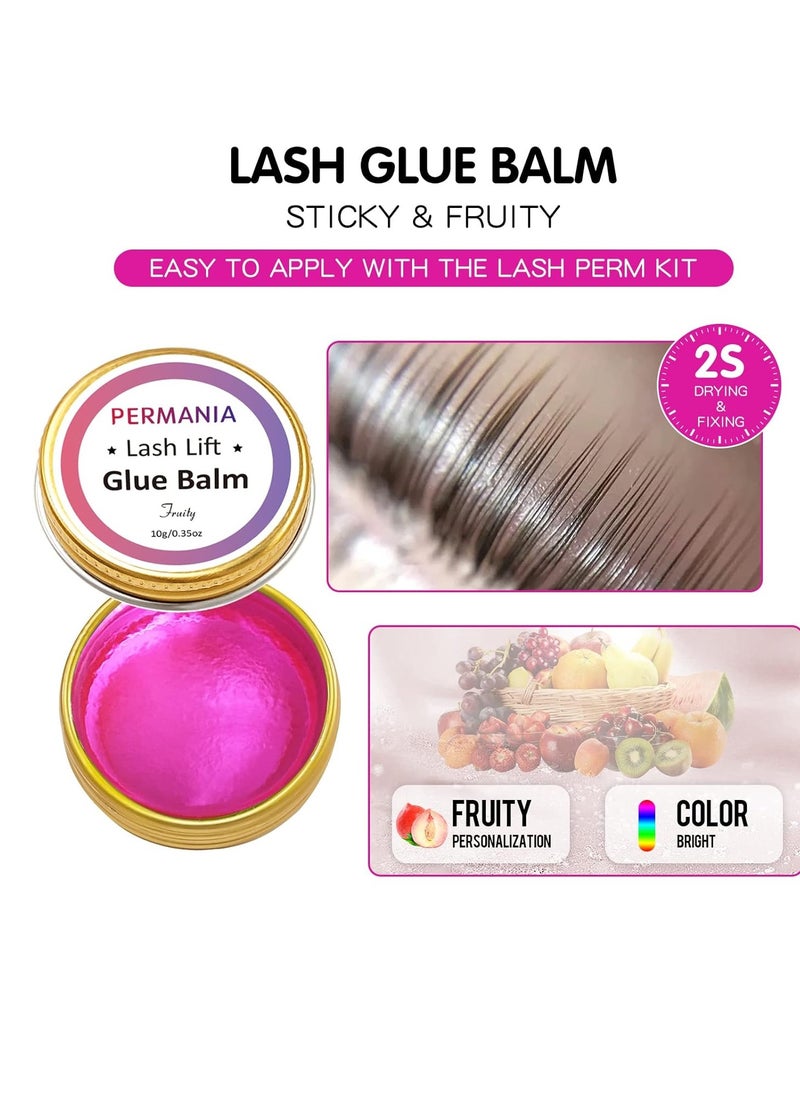 PERMANIA Lash Glue Balm, Eyelash Lifting Adhesives Strong Hold and Perfectly Shaped Eyebrows for Brow Lamination Kit, Lash Lift Balm Bright Colors & Fruity Flavours Fast Drying & Waterproof (Pink)