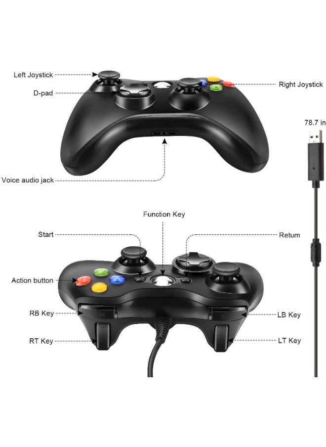 Xbox 360 Wired Controller, Game Controller USB Wired PC Joystick Gamepad for Xbox 360,Improved Ergonomic Design Controller for Xbox 360 Slim PC with Windows Vista/7/8/8.1/10