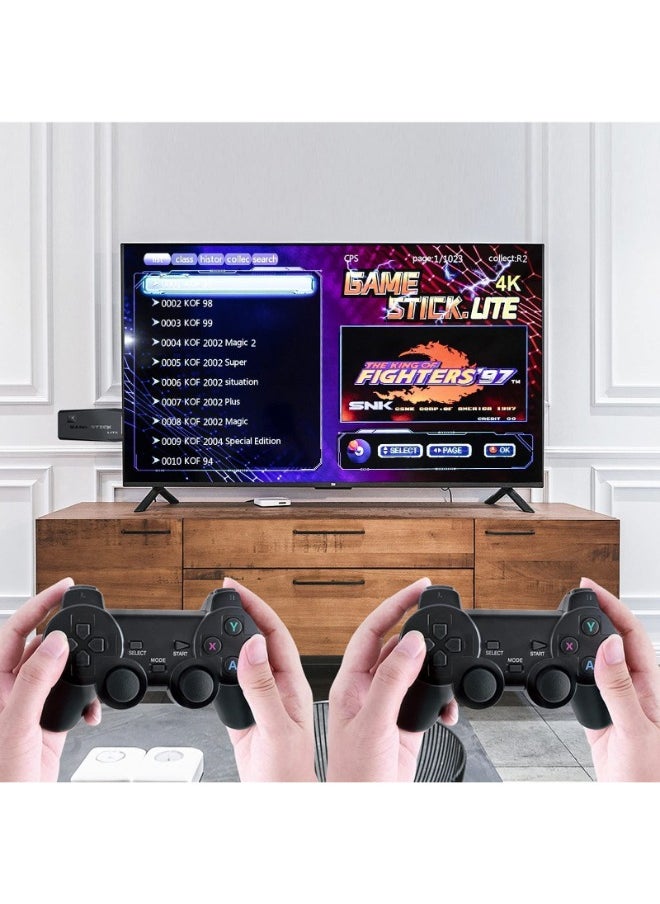 Wireless retro game console, plug and play video game stick built in 10000+ games,9 classic emulators, 4k high definition hdmi output for tv with dual 2.4g wireless controllers(64g)