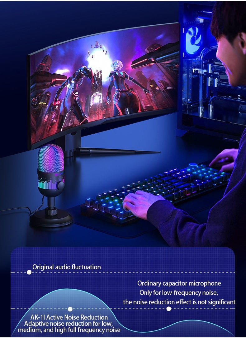 USB microphone, computer game, competitive player, live broadcast, RGB microphone