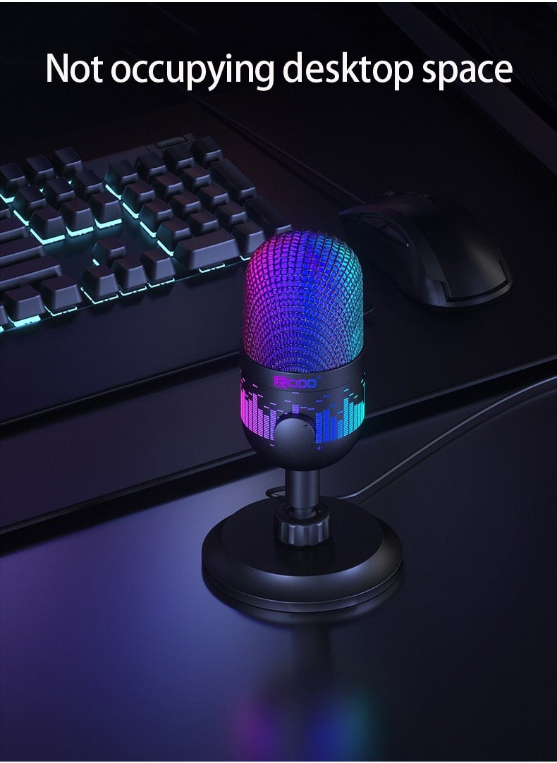 USB microphone, computer game, competitive player, live broadcast, RGB microphone