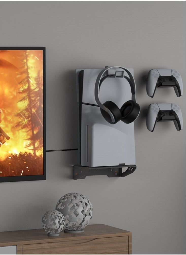 PS5 Wall Mount Kit, Steel Wall Stand, and Headphone Hanger - Compatible with Playstation 5