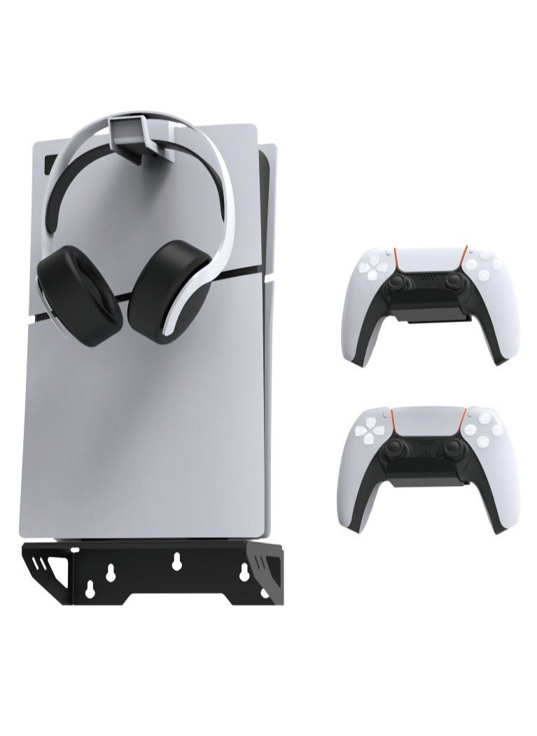 PS5 Wall Mount Kit, Steel Wall Stand, and Headphone Hanger - Compatible with Playstation 5