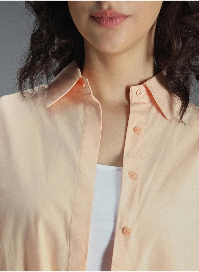 Peach color Casual Slim fit Shirt for Women