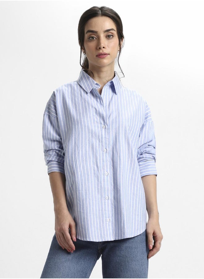 Indigo Casual Shirt for Women, Relaxed Fit, Cotton Comfort