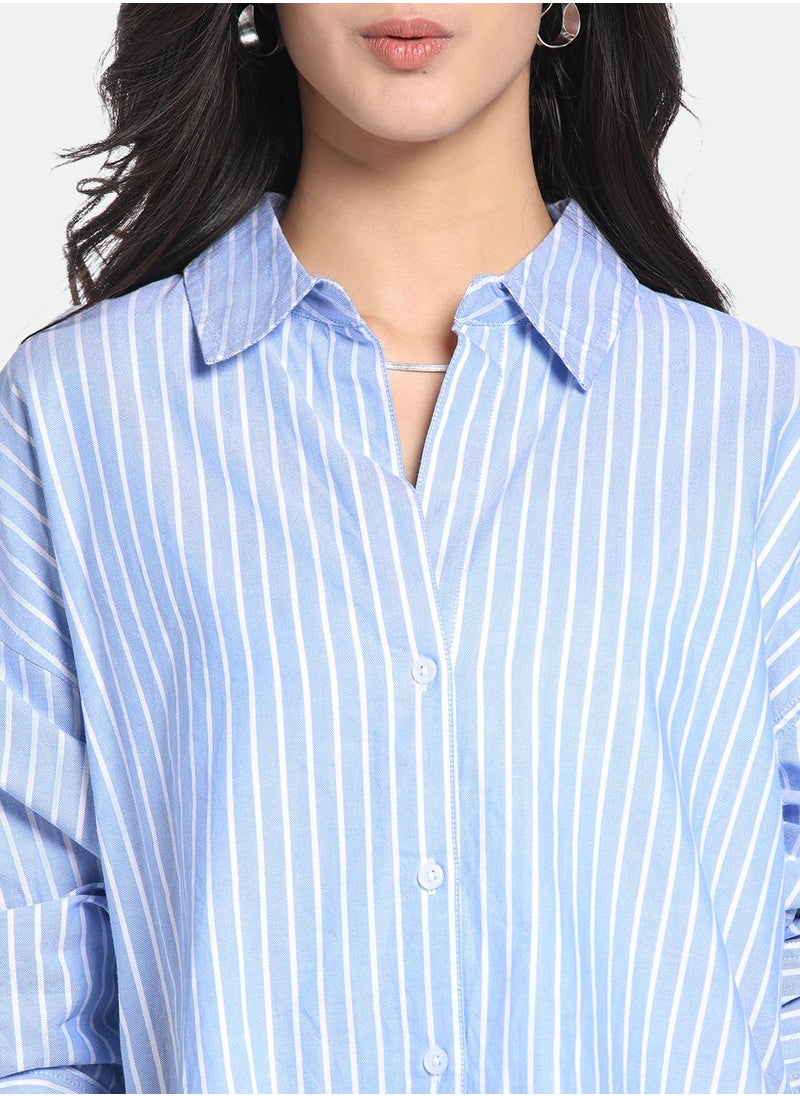 Indigo Casual Shirt for Women, Relaxed Fit, Cotton Comfort