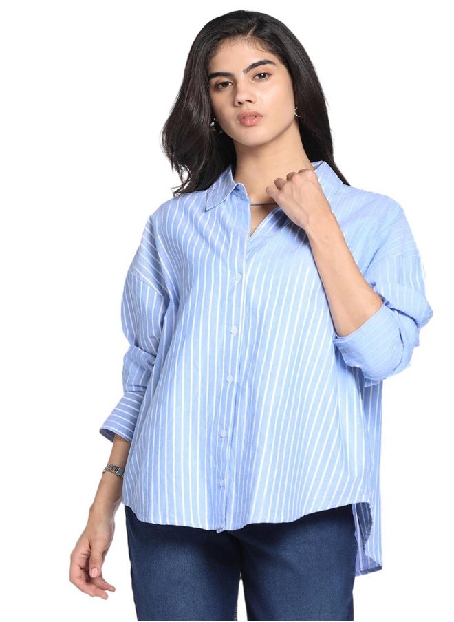 Indigo Casual Shirt for Women, Relaxed Fit, Cotton Comfort