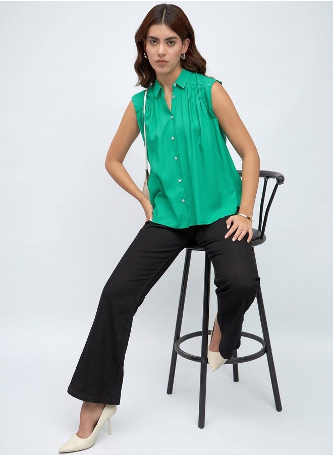 Green Shirt for Women - Modal Fabric, Regular Fit