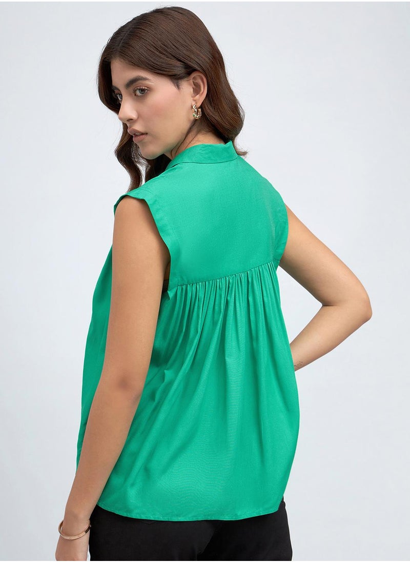 Green Shirt for Women - Modal Fabric, Regular Fit