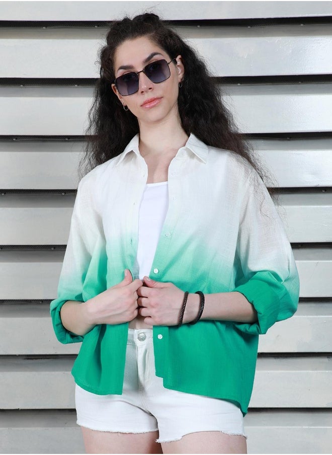 Green color Casual Boxy fit Shirt for Women