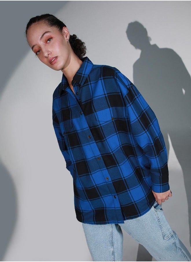 Classic Oversized Buffalo Checks Cotton Casual Shirt