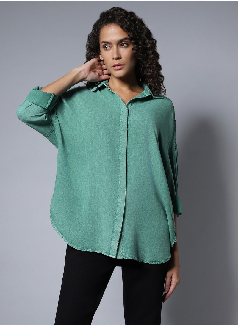 Forest Green color Casual Shirt for Women