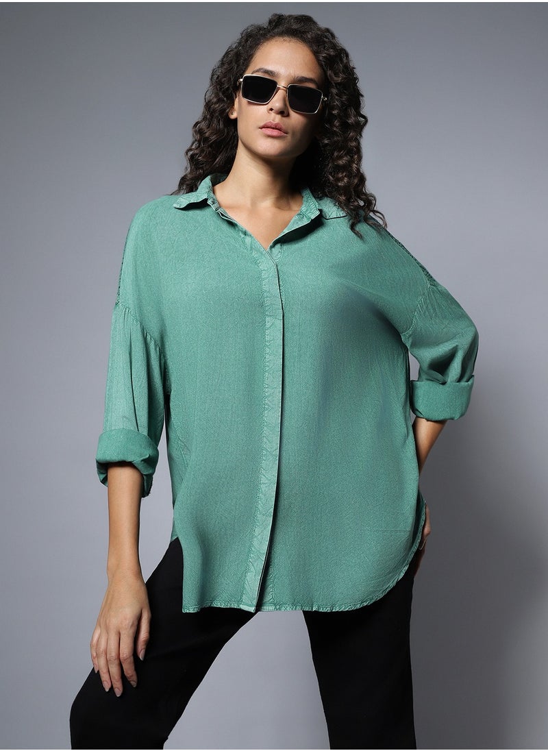 Forest Green color Casual Shirt for Women