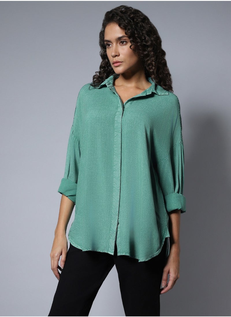 Forest Green color Casual Shirt for Women