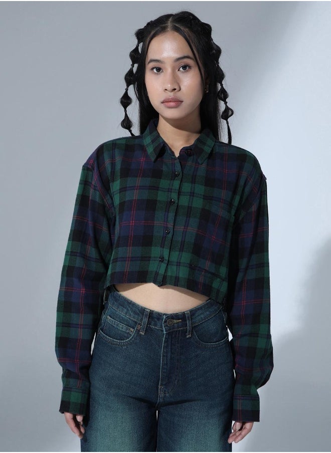 Classic Checked Pure Cotton Casual Crop Shirt