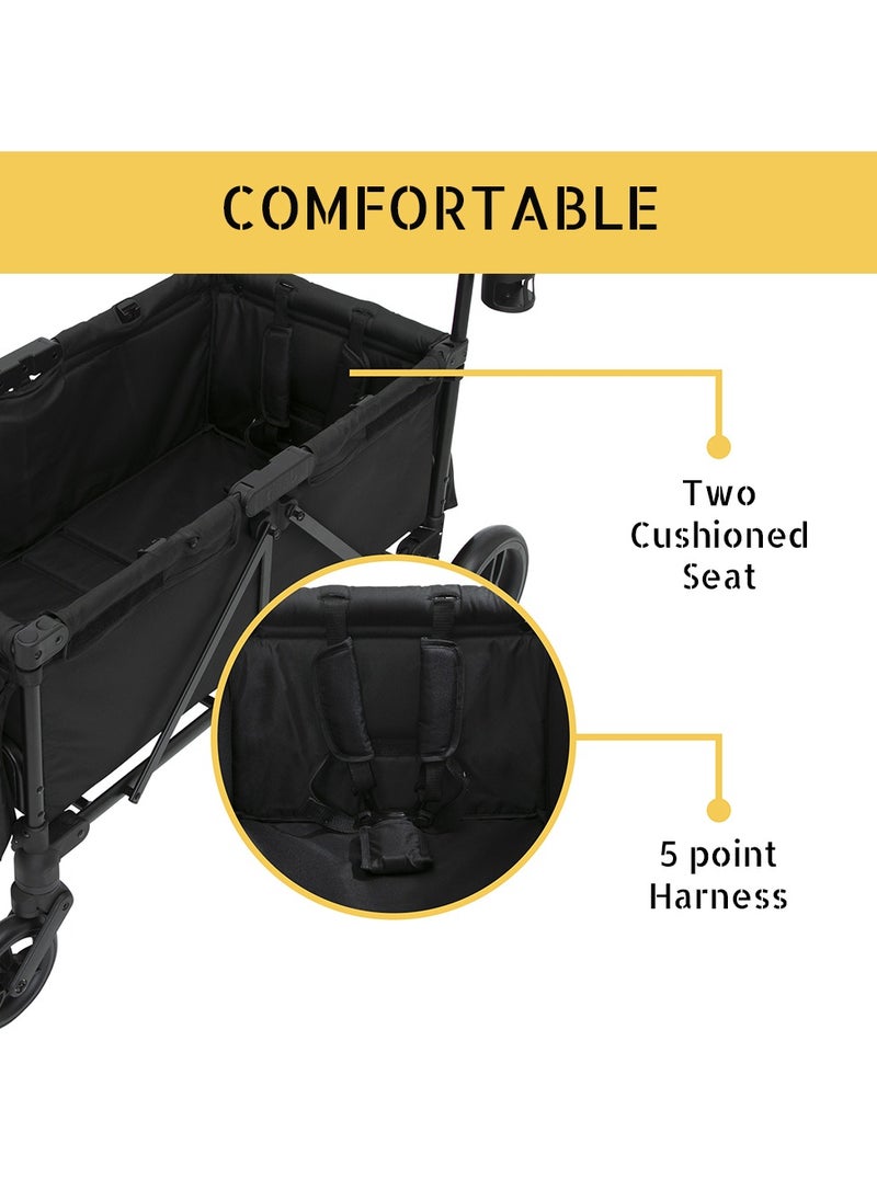 TEKNUM Fellow Wagon Stroller for 2 kids with Snack Tray - Black