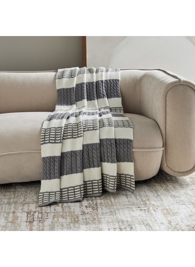 Lisse Stripe Chunky Knitted Throw 170 x 130 cm