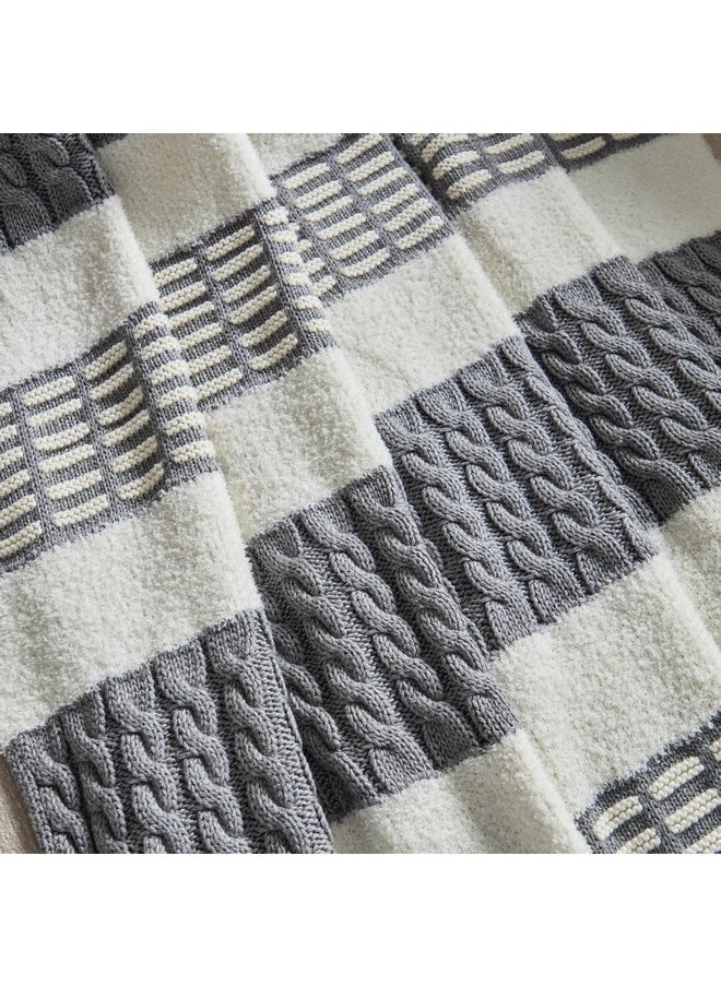 Lisse Stripe Chunky Knitted Throw 170 x 130 cm