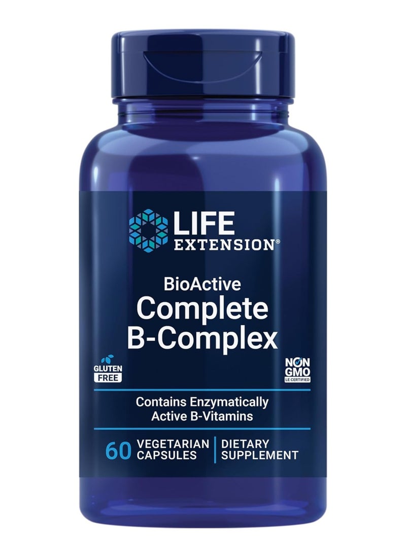 Bioactive Complete B-Complex, Heart, Brain and Nerve Support, Healthy Energy, Metabolism, Complete B Complex, 60 Vegetarian Capsules