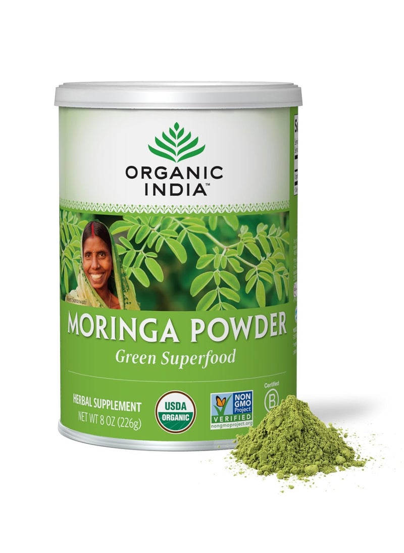 Organic India Moringa Powder Green Superfood Herbal Supplement 8 oz 226g