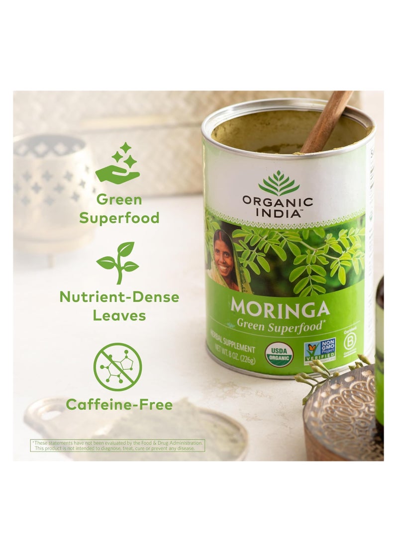 Organic India Moringa Powder Green Superfood Herbal Supplement 8 oz 226g