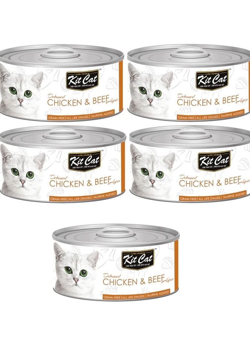 5Pc Deboned Chicken And Beef Cat Wet Food 80G