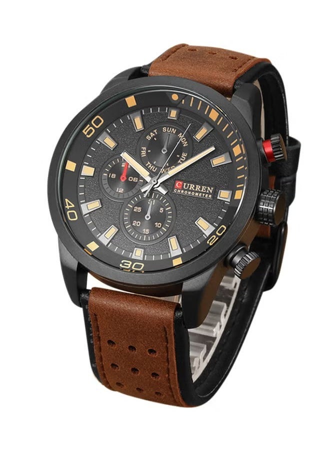 Men's Water Resistant Leather Chronograph Watch