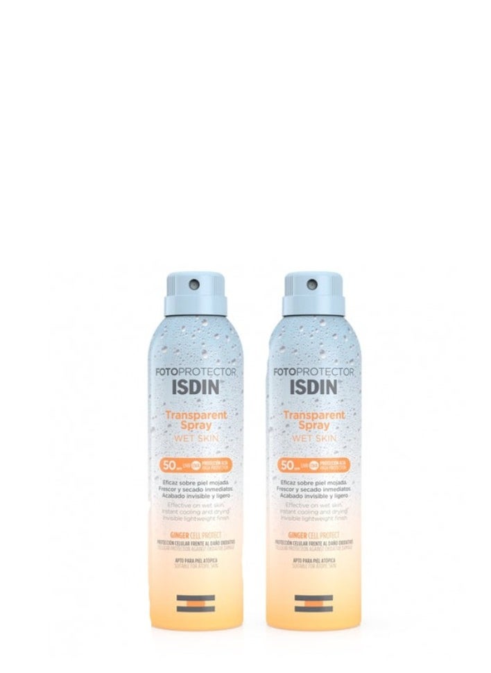 Fotoprotector Transparent Wet Skin Spray Sunscreen SPF 50 Plus Instant Cooling and Drying Pack of  2 250ml Each