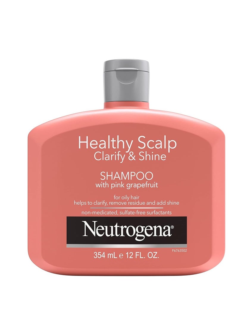 Exfoliating Healthy Scalp Clarify & Shine Shampoo for Oily Hair and Scalp, Anti-Residue Shampoo with Pink Grapefruit, pH-Balanced, Paraben & Phthalate-Free, Color-Safe, 12oz