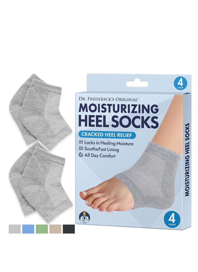 Dr. Frederick's Original Moisturizing Heel Socks For Cracked Heel Treatment - 2 Pairs - Stop Cracked Heels In Their Tracks, Grey