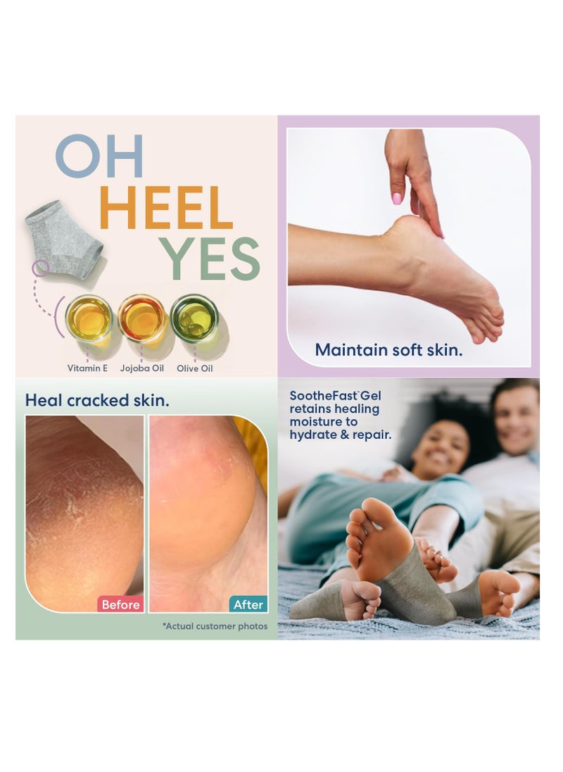 Dr. Frederick's Original Moisturizing Heel Socks For Cracked Heel Treatment - 2 Pairs - Stop Cracked Heels In Their Tracks, Grey