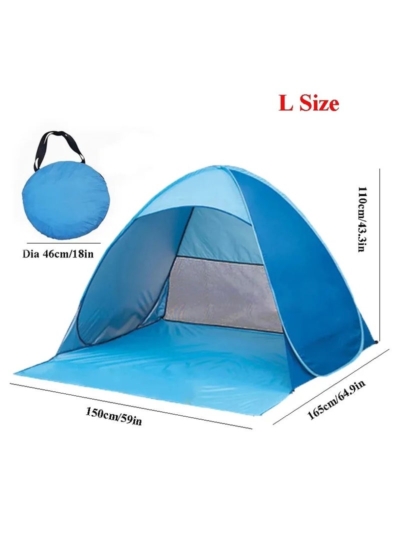 Beach Tent Easy Pop Up - 2-3 Person Portable Sun Shade Shelter, UV Protection & Windproof Canopy, Lightweight Automatic Sunshade Cabana for Beach, Camping, Fishing with Carry Bag