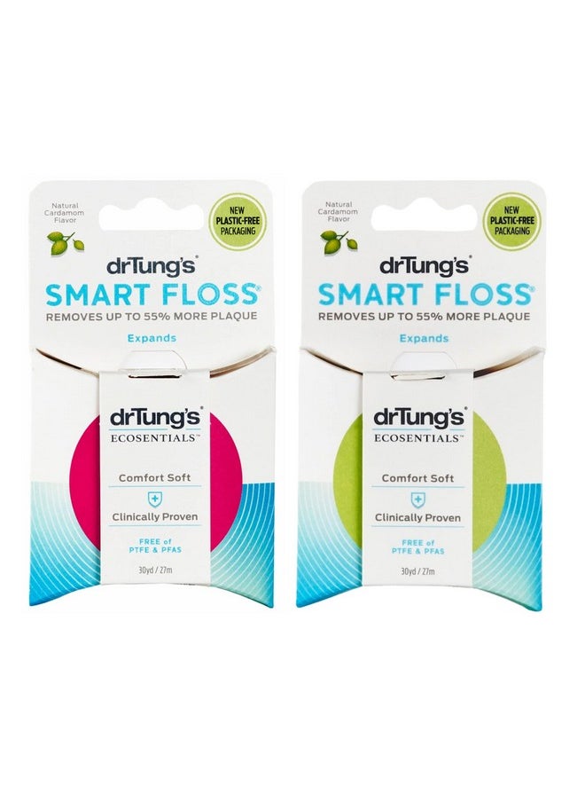 Smart Floss - Natural, Ptfe & Pfas Free Floss, Gentle On Gums, Expands & Stretches, Bpa Free Floss - Natural Dental Floss Cardamom Flavor (Pack Of 2)