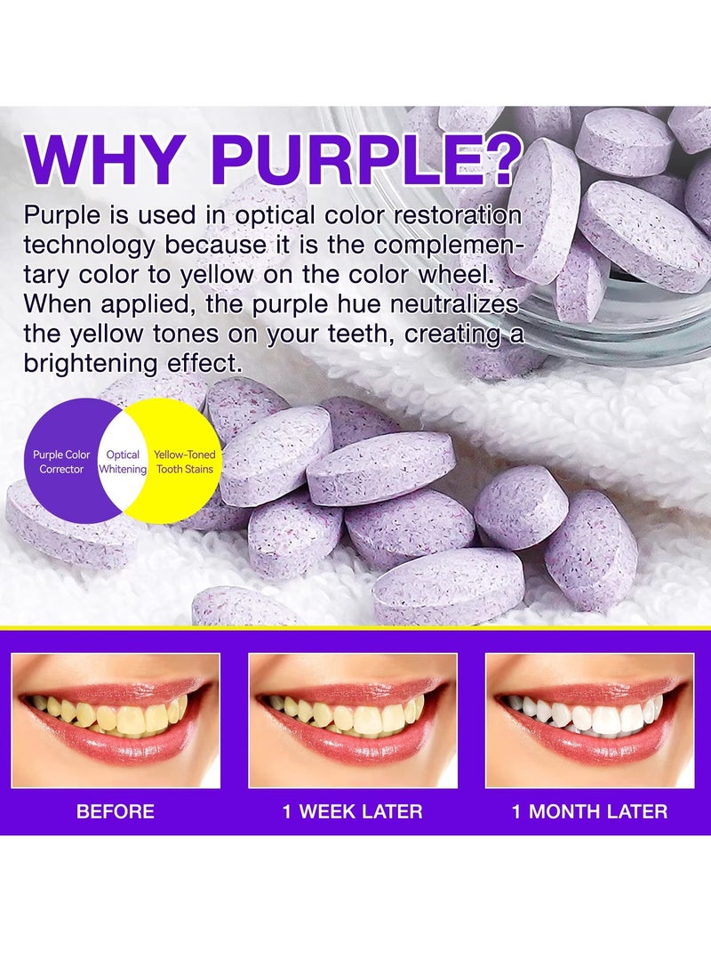 150Pcs Brightening Toothpaste Tabs with Nano Hydroxyapatite for Teeth Whitening Fresh Breath Remineralizing Tablets Toothpaste with Coconut Oil Peppermint Purple Toothpaste Tablets