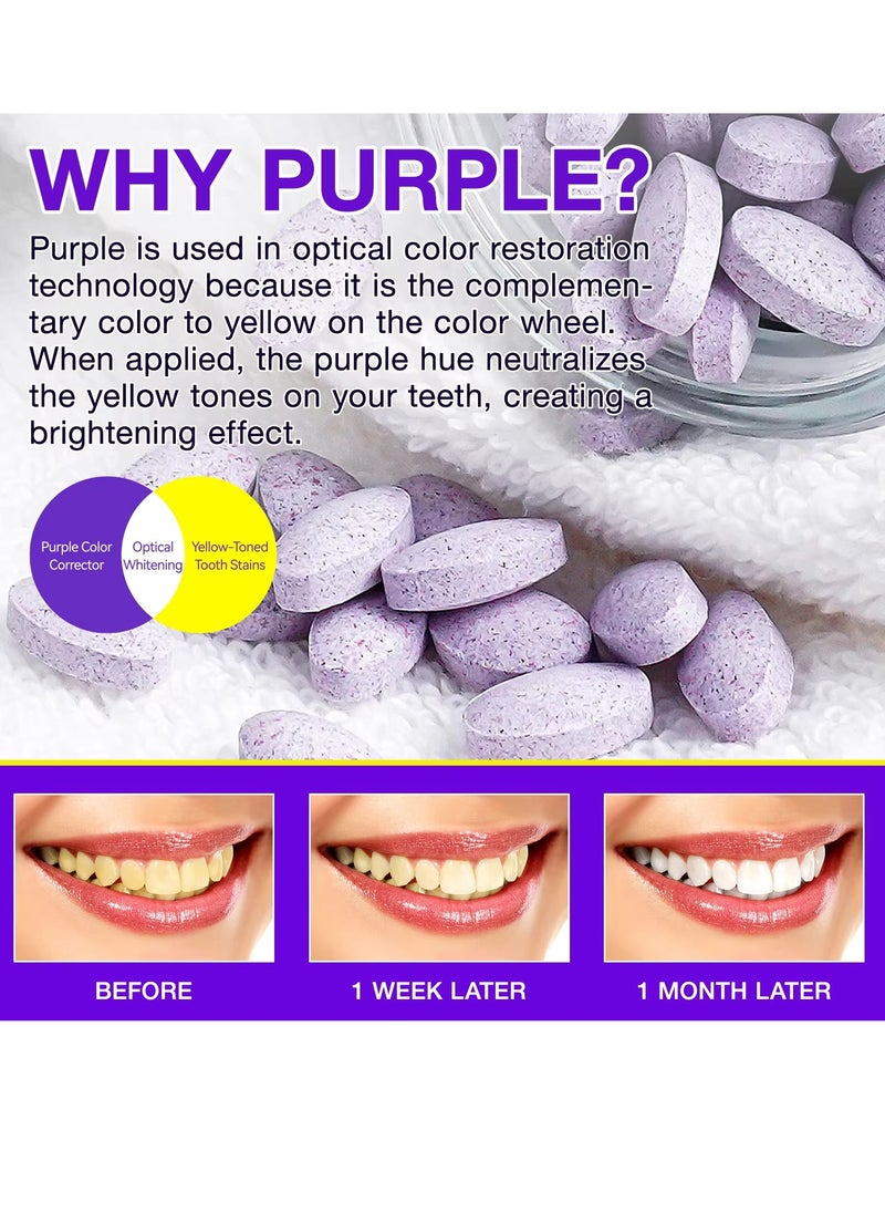 150Pcs Brightening Toothpaste Tabs with Nano Hydroxyapatite for Teeth Whitening Fresh Breath Remineralizing Tablets Toothpaste with Coconut Oil Peppermint Purple Toothpaste Tablets
