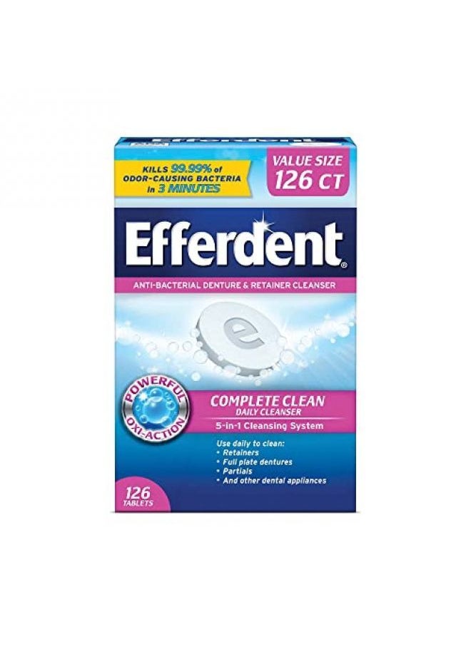 Efferdent Denture Cleanser Tablets, Complete Clean, 126 Tablets