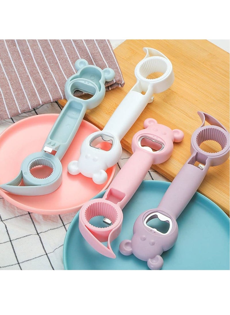 Can Opener 4Pcs Jar Opener 4 in 1 Multi Function Can Opener Bottle  Opener Multi Kitchen Tool Bottle Opener to Protect the Nail for Kids Elderly Jelly Jars Bottle Beer and Other