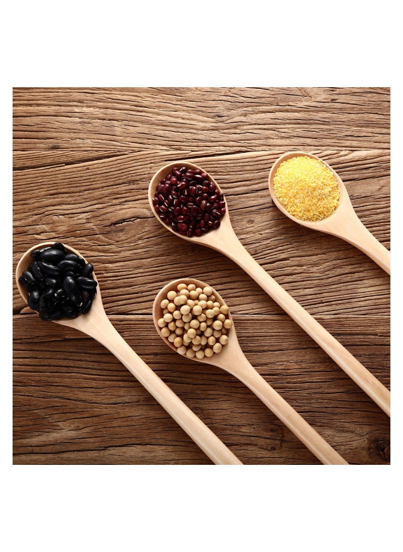 Wood Spoon, 4Pcs Wood Mixing Spoon Long Handle Wooden Spoons Wood Soup Spoons for Kitchen Stirring and Cooking 33CM
