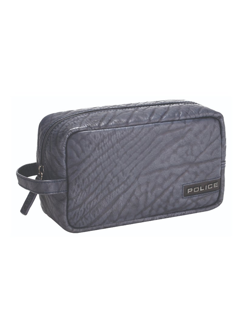 Chack Blue Leather Toiletry Pouch