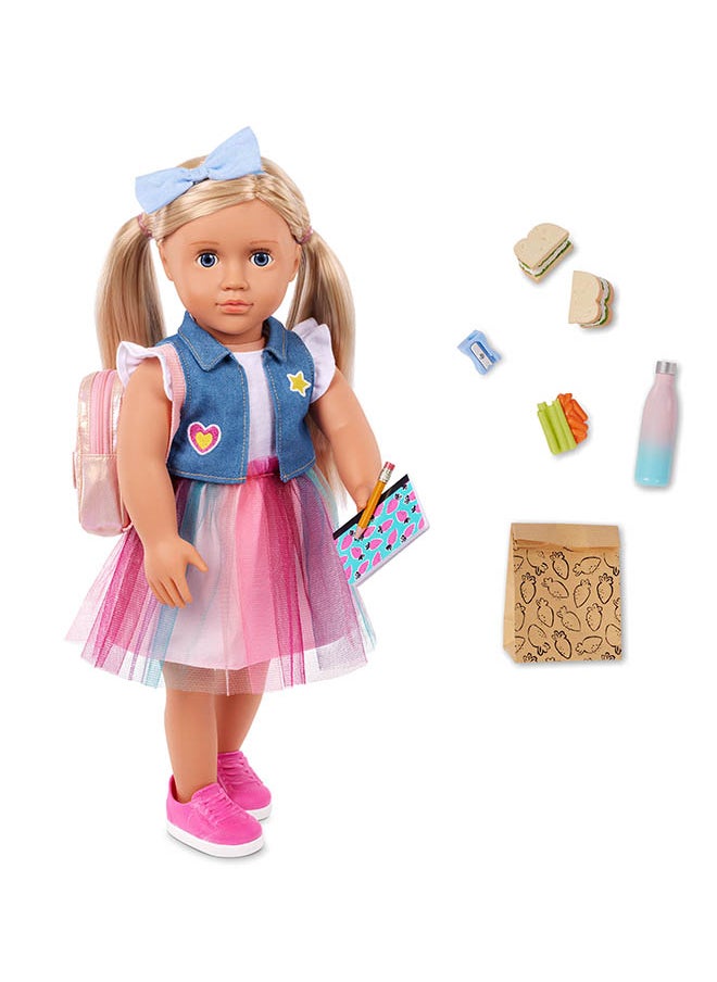 Fashionable 18-inch Activity Elementary School Girl Doll with Accessories, Gifting Toys, Age 6+ years, Character-Evie