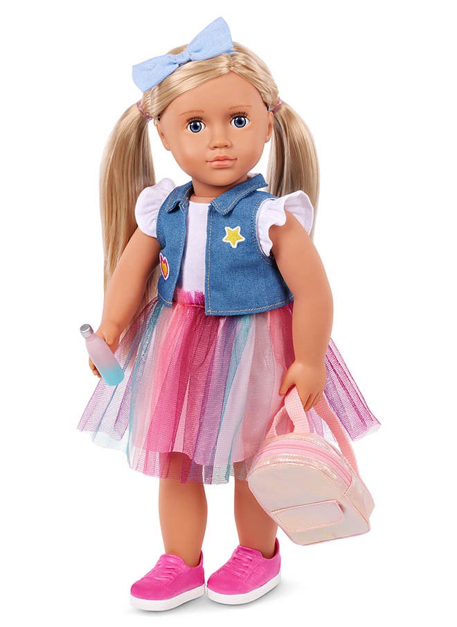 Fashionable 18-inch Activity Elementary School Girl Doll with Accessories, Gifting Toys, Age 6+ years, Character-Evie