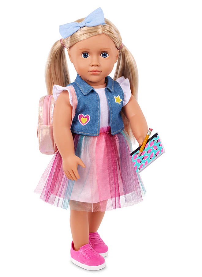 Fashionable 18-inch Activity Elementary School Girl Doll with Accessories, Gifting Toys, Age 6+ years, Character-Evie