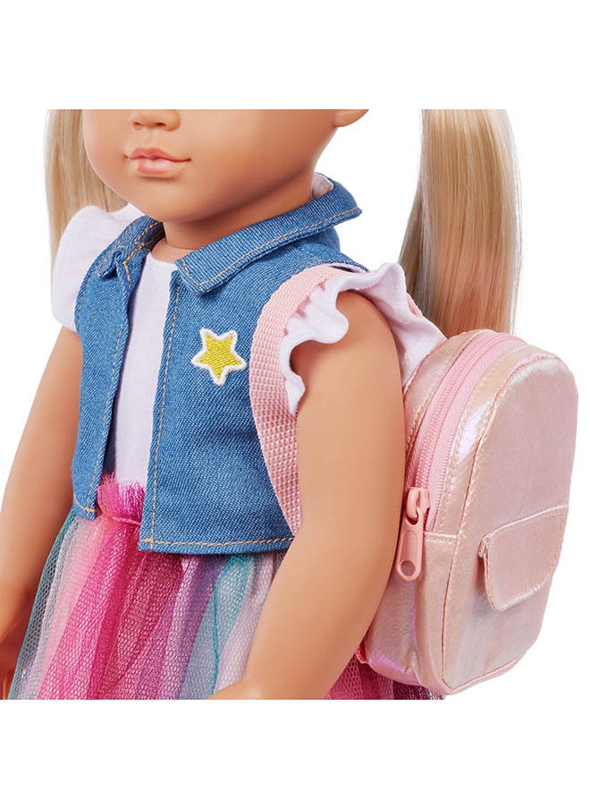 Fashionable 18-inch Activity Elementary School Girl Doll with Accessories, Gifting Toys, Age 6+ years, Character-Evie