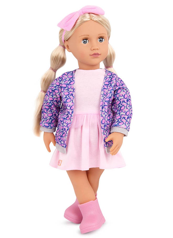 Fashionable 18-inch Girl Doll with Leopard Print Cardigan, Gifting Toys, Age 6+ years, Character-Joana