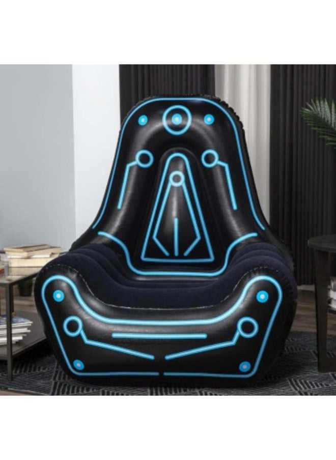 Inflatable Gaming Chair with Comfortable Backrest and Oversized Armrests for Lounging Mesh Pocket for Video Game Controller Storage