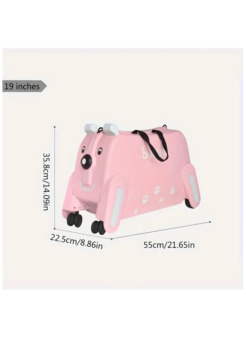 Children's Ride-On Suitcase with Wheels - Cute Cartoon Rolling Luggage for Kids, Travel & Outdoor Fun