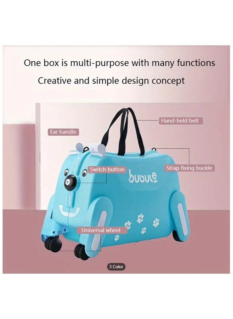 Children's Ride-On Suitcase with Wheels - Cute Cartoon Rolling Luggage for Kids, Travel & Outdoor Fun